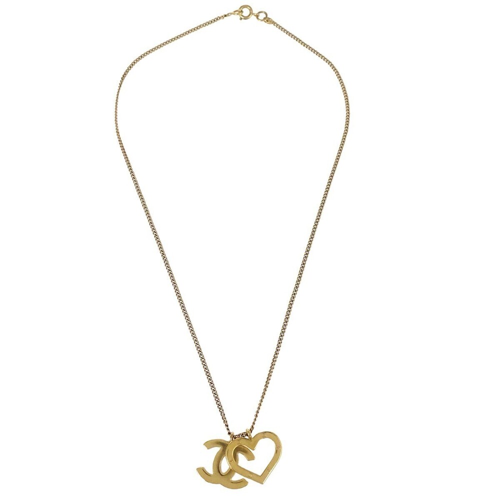 Chanel CC Open Heart Pendant Metal